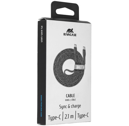 Купить Кабель плоский RIVACASE USB Type-C - USB Type-C серый 2.1 м  9294763. Характеристики, отзывы и цены в Донецке