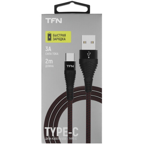 Купить Кабель круглый TFN USB Type-C - USB 2.0 Type-A черный 2 м  5616520. Характеристики, отзывы и цены в Донецке