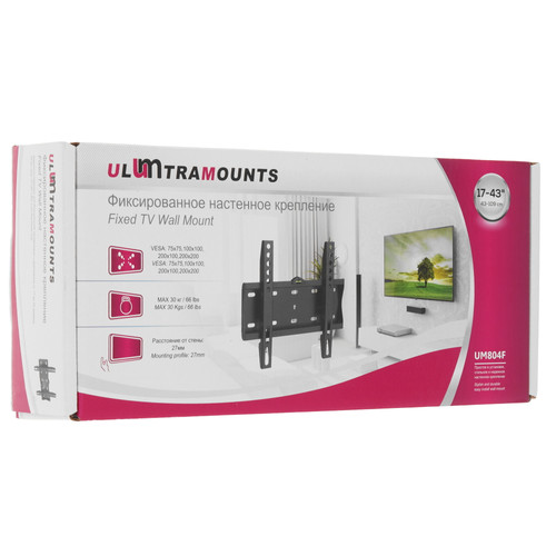 Купить Кронштейн для ТВ Ultramounts UM804F черный  9200253. Характеристики, отзывы и цены в Донецке