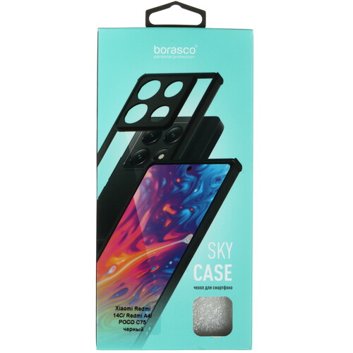 Купить Накладка  BoraSCO Sky Case для POCO C75/ Xiaomi Redmi 14C/ A4 черный/прозрачный  5615198. Характеристики, отзывы и цены в Донецке