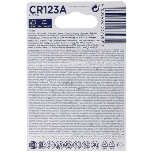 Купить Батарейка Varta CR123 / CR123 (CR123A/DL123A/R123)  4743169. Характеристики, отзывы и цены в Донецке