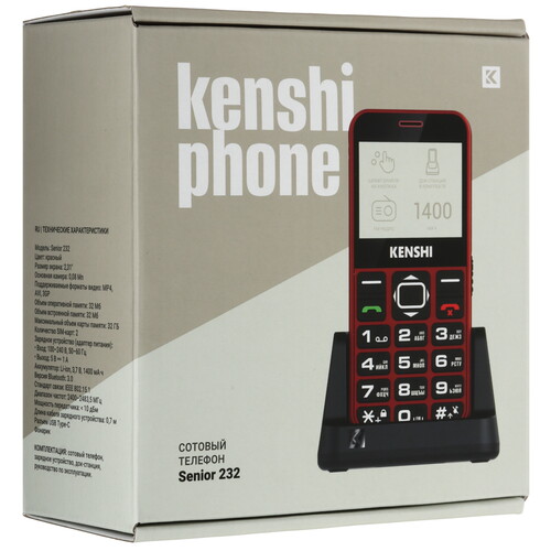 Купить Сотовый телефон KENSHI Senior 232 красный/черный  9193352. Характеристики, отзывы и цены в Донецке