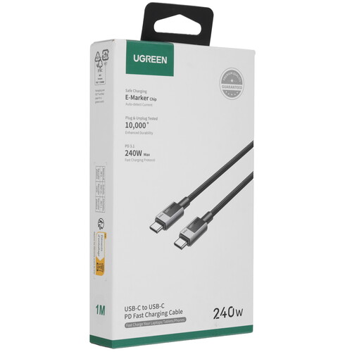 Купить Кабель круглый Ugreen USB Type-C - USB Type-C серый 1 м  5600458. Характеристики, отзывы и цены в Донецке