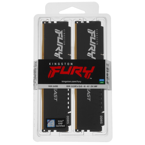 Купить Оперативная память Kingston FURY Beast Black [KF556C40BBK2-16] 16 ГБ  5053667. Характеристики, отзывы и цены в Донецке