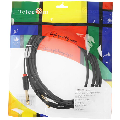 Купить Кабель   Telecom jack 3.5 мм - jack 6.3 мм х2 шт. черный  5602588. Характеристики, отзывы и цены в Донецке