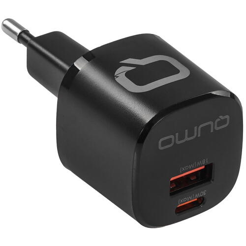 Купить Сетевое зарядное устройство QUMO 43014 черный  5417438. Характеристики, отзывы и цены в Донецке