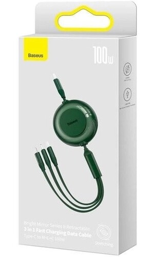 Купить Кабель автосмотка Baseus Lightning 8-pin, micro USB, USB Type-C - USB 2.0 Type-A зеленый 1.1 м  5627817. Характеристики, отзывы и цены в Донецке