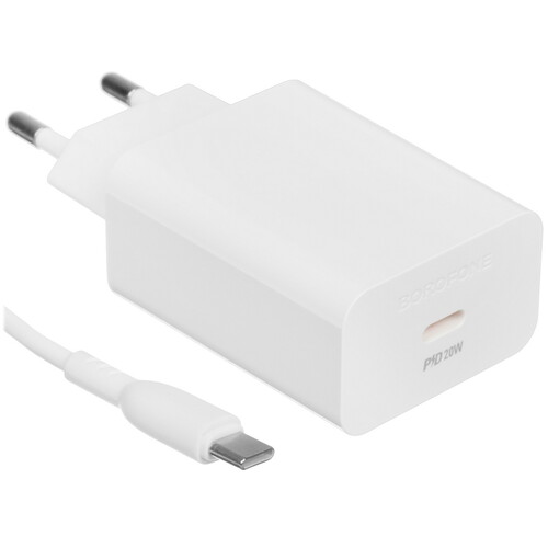 Купить Сетевое зарядное устройство Borofone BA21A Pro белый  5474887. Характеристики, отзывы и цены в Донецке