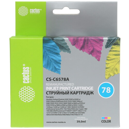 Купить Картридж Cactus CS-C6578A многоцветный  7942604. Характеристики, отзывы и цены в Донецке