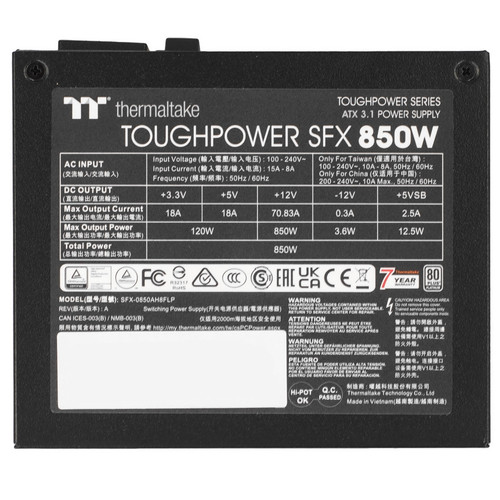 Купить Блок питания Thermaltake Toughpower SFX 850W Platinum [PS-STP-0850FNFAPE-1] черный  5447998. Характеристики, отзывы и цены в Донецке
