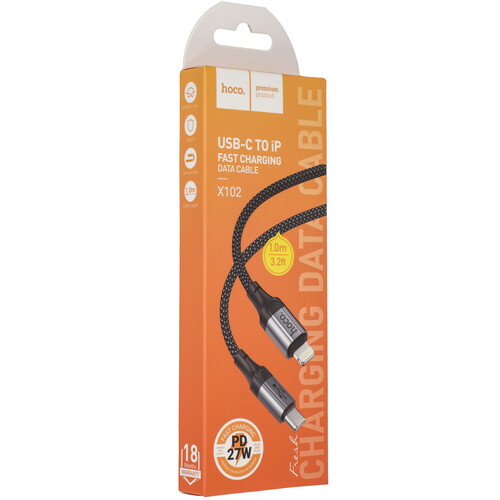 Купить Кабель круглый Hoco Lightning 8-pin - USB Type-C черный 1 м  9244446. Характеристики, отзывы и цены в Донецке