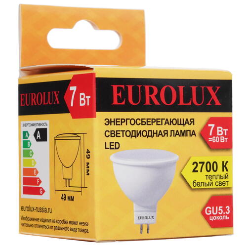 Купить Лампа светодиодная Eurolux LL-E-MR16-7W-230-2.7K-GU5.3  5401708. Характеристики, отзывы и цены в Донецке