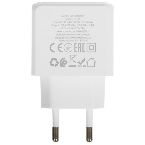 Купить Сетевое зарядное устройство Hoco CS12A белый  5474878. Характеристики, отзывы и цены в Донецке
