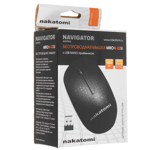 Купить Мышь беспроводная Nakatomi MRON-02U  черный  9008925. Характеристики, отзывы и цены в Донецке