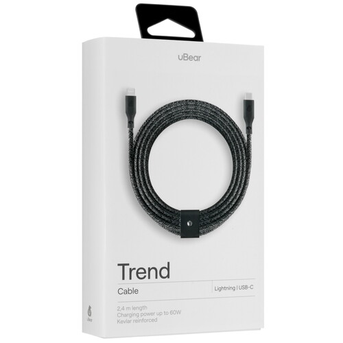 Купить Кабель круглый uBear Lightning 8-pin MFI - USB Type-C черный 2.4 м  5466126. Характеристики, отзывы и цены в Донецке