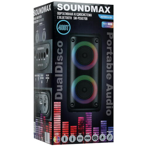 Купить Портативная аудиосистема Soundmax SM-PS5070B, черный  4858338. Характеристики, отзывы и цены в Донецке