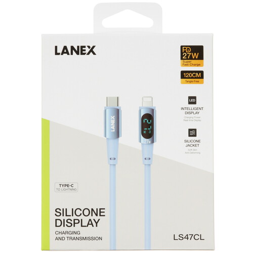 Купить Кабель круглый LANEX Lightning 8-pin - USB Type-C голубой 1.2 м  9280475. Характеристики, отзывы и цены в Донецке