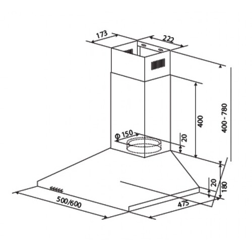 Купить Вытяжка каминная Cata V3-S500 BK черный  5344899. Характеристики, отзывы и цены в Донецке