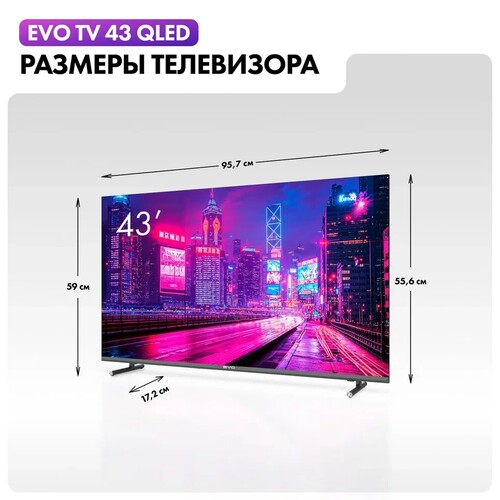 Купить 43" (109 см) Телевизор EVO TV 43 QLED серый  5607225. Характеристики, отзывы и цены в Донецке