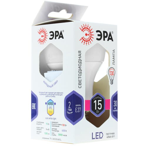 Купить Лампа светодиодная ЭРА LED E27/A60/15w/860  1235075. Характеристики, отзывы и цены в Донецке