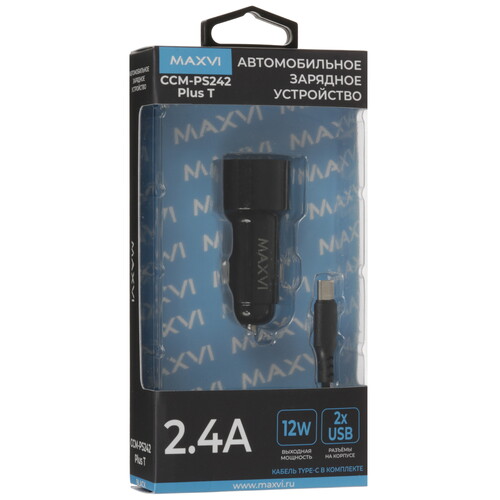 Купить Автомобильное ЗУ Maxvi CCM-PS242 Plus T черный  9225234. Характеристики, отзывы и цены в Донецке