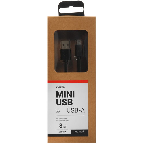 Купить Кабель круглый Aceline mini USB - USB 2.0 Type-A черный 3 м  9086550. Характеристики, отзывы и цены в Донецке