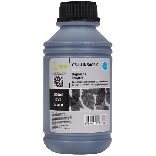 Купить Чернила водорастворимые Cactus CS-I-Un500BK черный  9076290. Характеристики, отзывы и цены в Донецке