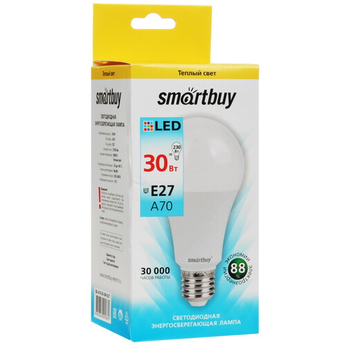 Купить Лампа светодиодная Smartbuy A70-30W/3000/E27  9104976. Характеристики, отзывы и цены в Донецке