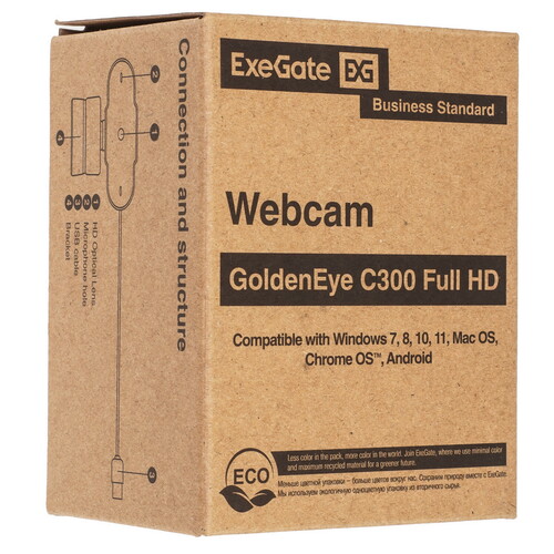 Купить Веб-камера ExeGate GoldenEye C300 FullHD  5616990. Характеристики, отзывы и цены в Донецке