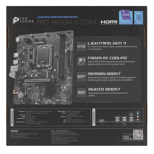 Купить Материнская плата MSI PRO H610M-S DDR4  5622604. Характеристики, отзывы и цены в Донецке