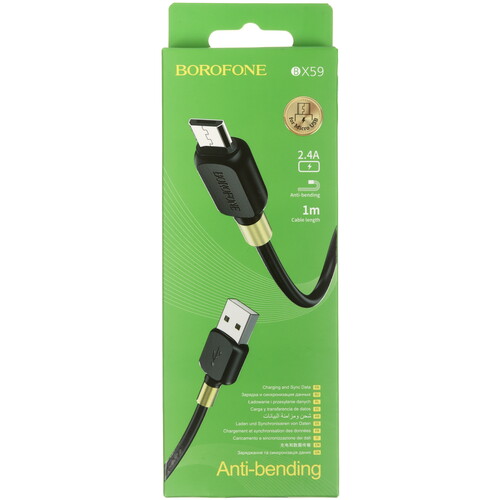 Купить Кабель круглый Borofone micro USB - USB 2.0 Type-A черный 1 м  5475183. Характеристики, отзывы и цены в Донецке