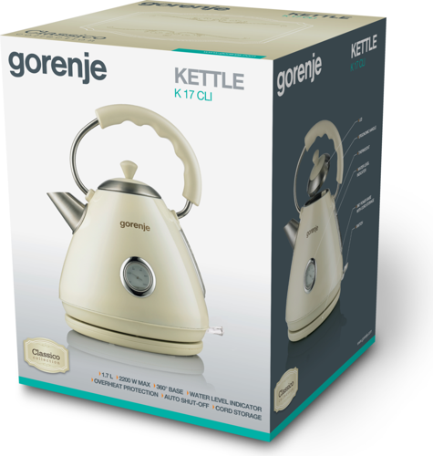 Купить Электрочайник Gorenje K17CLIN бежевый  9932748. Характеристики, отзывы и цены в Донецке