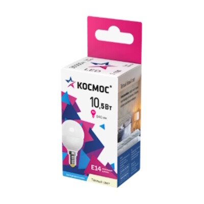 Купить Комплект светодиодных ламп Космос Lksm_LED10.5wGL45E1430  9303077. Характеристики, отзывы и цены в Донецке