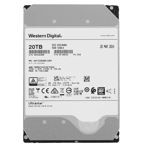 Купить LFF (3.5") Серверный HDD WD Ultrastar DC HC560 WUH722020BL5204  5436365. Характеристики, отзывы и цены в Донецке