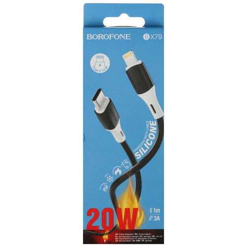 Купить Кабель круглый Borofone Lightning 8-pin - USB Type-C черный 1 м  5475141. Характеристики, отзывы и цены в Донецке