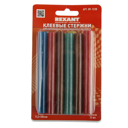 Купить Стержни клеевые Rexant 09-1230 желтый, зеленый, коричневый, красный  1142864. Характеристики, отзывы и цены в Донецке