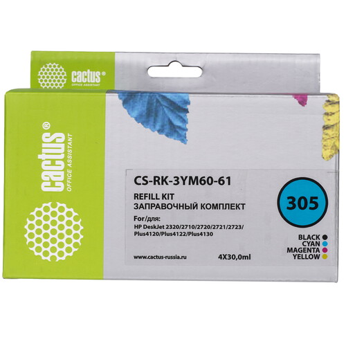 Купить Чернила водорастворимые Cactus CS-RK-3YM60-61 голубой, желтый, пурпурный, черный  9076279. Характеристики, отзывы и цены в Донецке