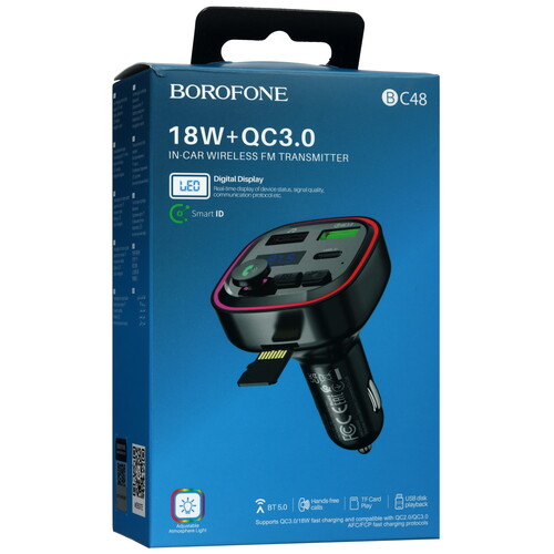 Купить FM-трансмиттер Borofone BC48  5493518. Характеристики, отзывы и цены в Донецке