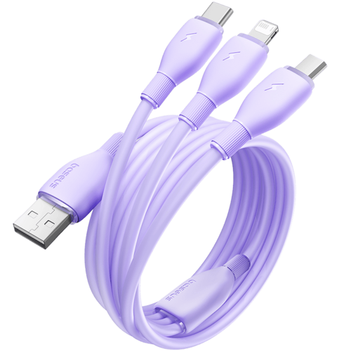 Купить Кабель круглый Baseus Lightning 8-pin, micro USB, USB Type-C - USB 2.0 Type-A фиолетовый 1.3 м  5627515. Характеристики, отзывы и цены в Донецке