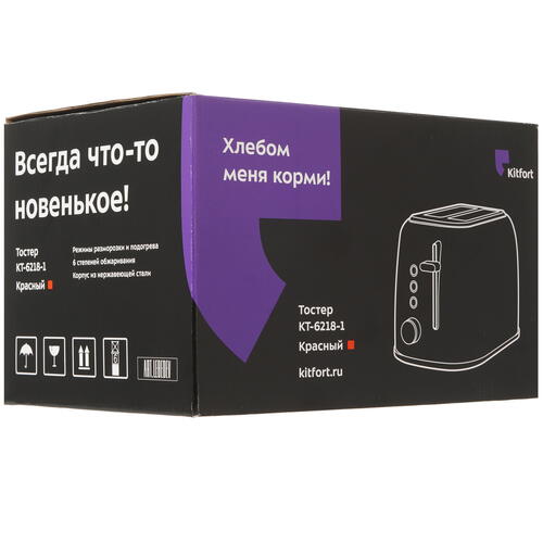 Купить Тостер Kitfort KT-6218-1 красный  9040850. Характеристики, отзывы и цены в Донецке