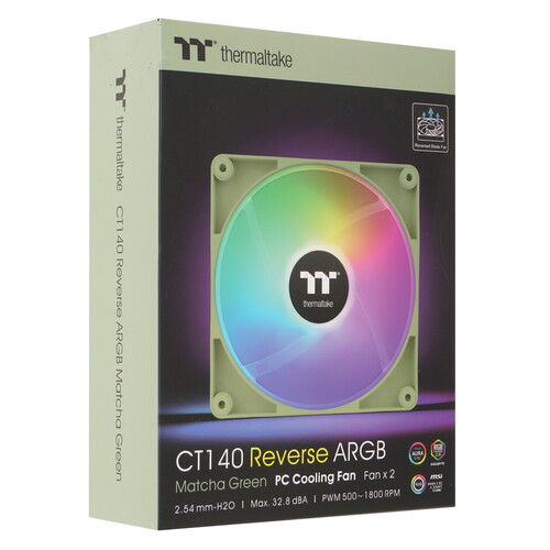 Купить Комплект реверсных вентиляторов Thermaltake CT140 Reverse ARGB Matcha Green  5486455. Характеристики, отзывы и цены в Донецке