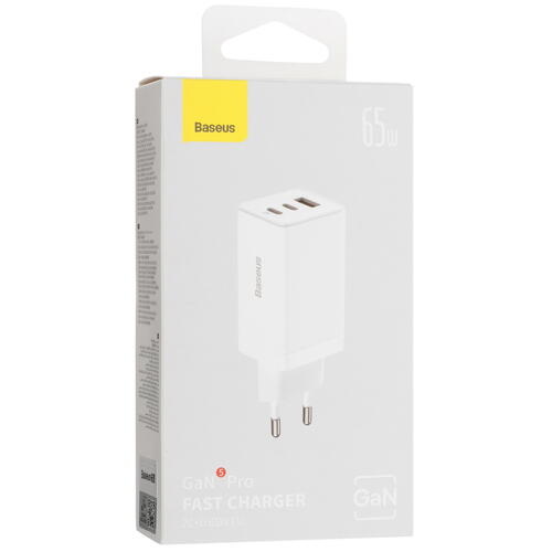 Купить Сетевое зарядное устройство Baseus GaN5 Pro 2C+U белый  5091440. Характеристики, отзывы и цены в Донецке