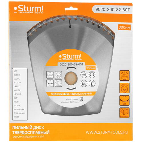 Купить Диск пильный Sturm! 9020-300-32-60T  9935645. Характеристики, отзывы и цены в Донецке
