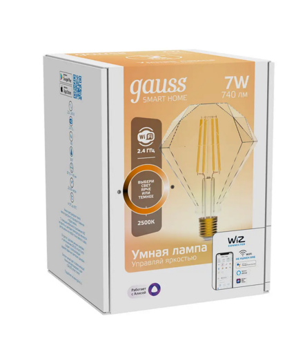 Купить Умная светодиодная лампа Gauss Smart Home Filament Diamond  9114214. Характеристики, отзывы и цены в Донецке