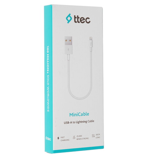 Купить Кабель круглый TTEC Lightning 8-pin - USB 2.0 Type-A белый 0.3 м  9202642. Характеристики, отзывы и цены в Донецке