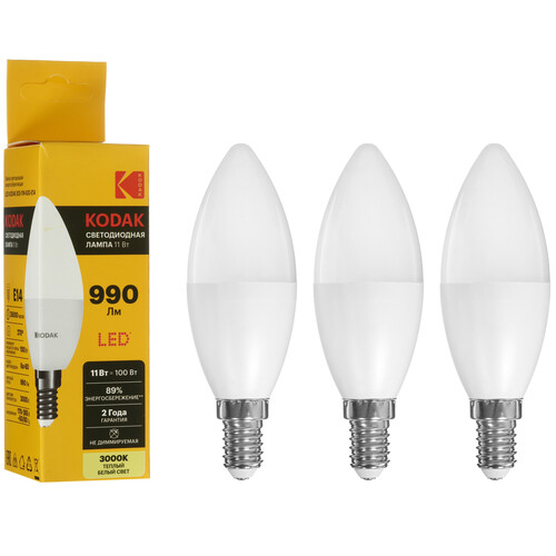 Купить Комплект светодиодных ламп Kodak B35-11W-830-E14  9305907. Характеристики, отзывы и цены в Донецке