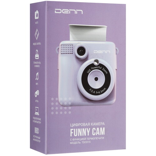 Купить Фотоаппарат моментальной печати Denn Funny Cam TDC015 (камера + 3 рулона)  5618665. Характеристики, отзывы и цены в Донецке