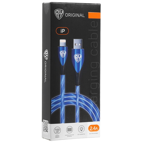 Купить Кабель круглый BY Lightning 8-pin - USB 2.0 Type-A синий 1 м  5497287. Характеристики, отзывы и цены в Донецке