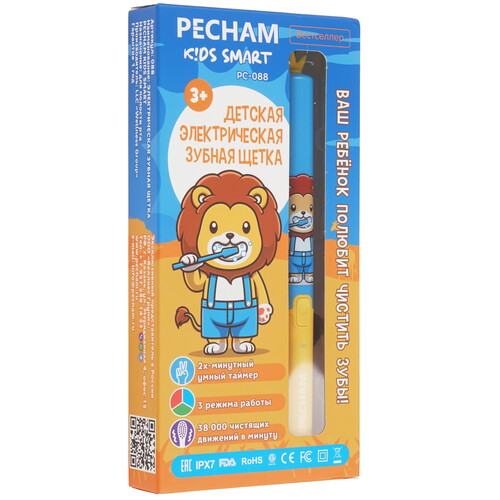 Купить Электрическая зубная щетка Pecham Kids Smart Leo голубой, оранжевый  9919223. Характеристики, отзывы и цены в Донецке