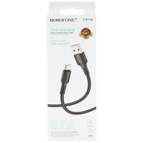 Купить Кабель Borofone USB Type-C - USB Type-A черный  5635354. Характеристики, отзывы и цены в Донецке